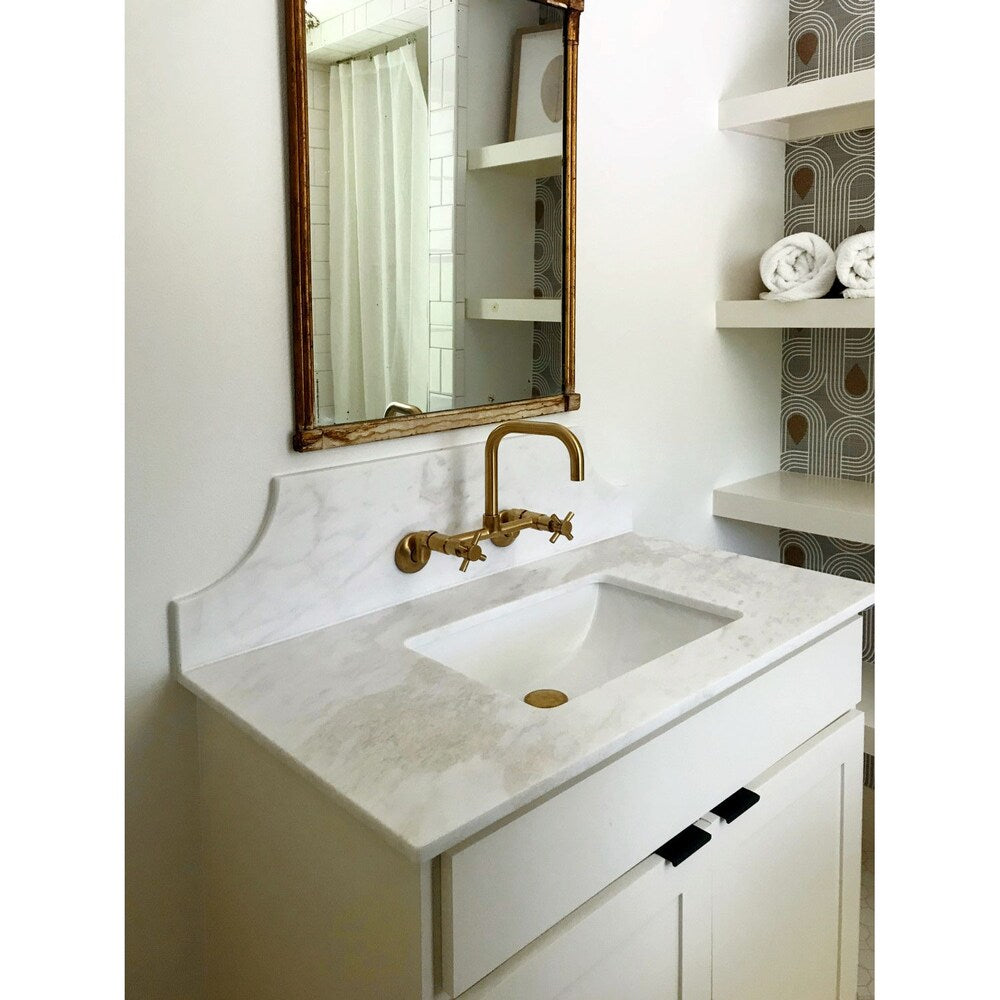 Austin Adjustable Center 2-Handle Wall-Mount Standard Kitchen Faucet in Satin Brass