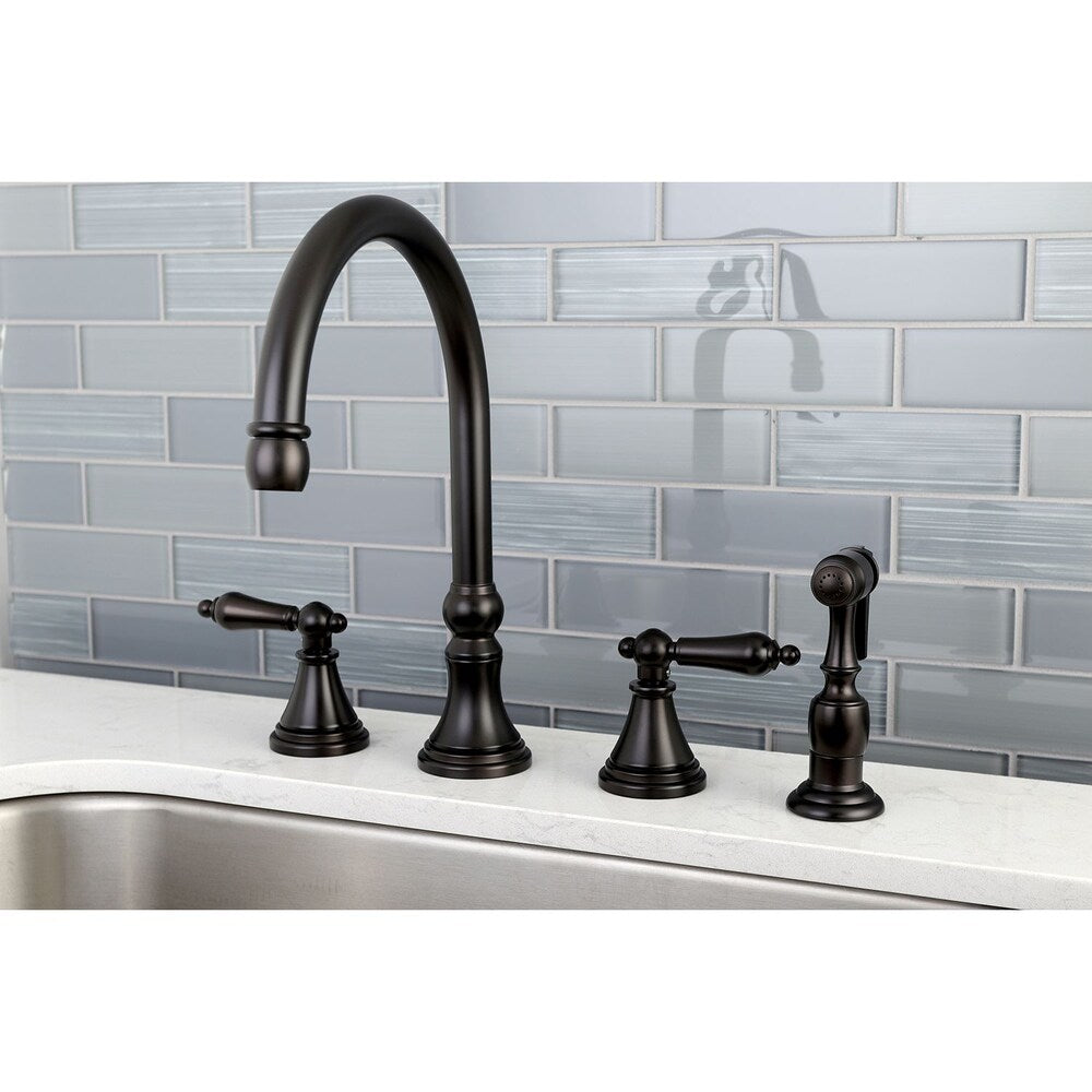 2-Handle Standard Kitchen Faucet with Side Sprayer in Oil Rubbed Bronze
