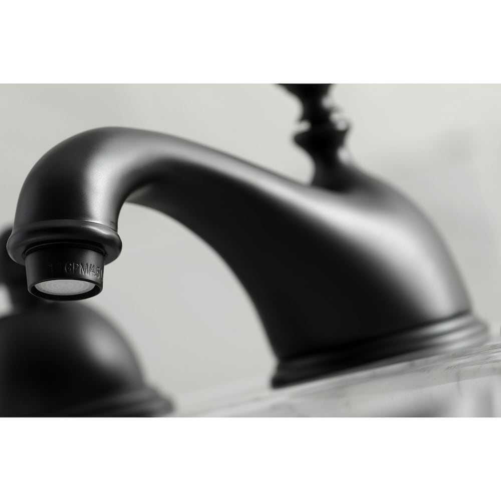 Restoration Porcelain Cross 8 in. Widespread 2-Handle Bathroom Faucet in Matte Black