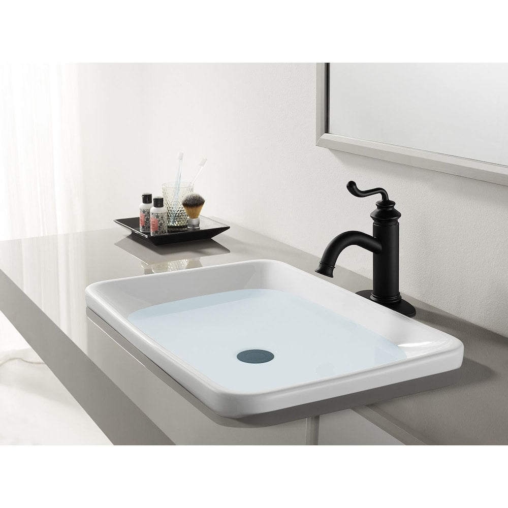 Robinet de salle de bain moderne à poignée unique de 4 po en noir mat