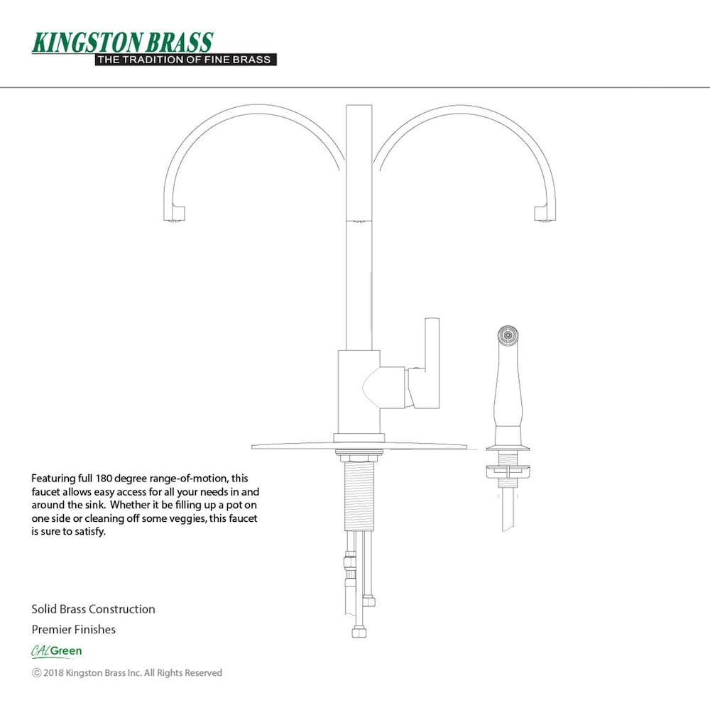 Modern Single-Handle Standard Kitchen Faucet with Side Sprayer in Matte Black and Chrome