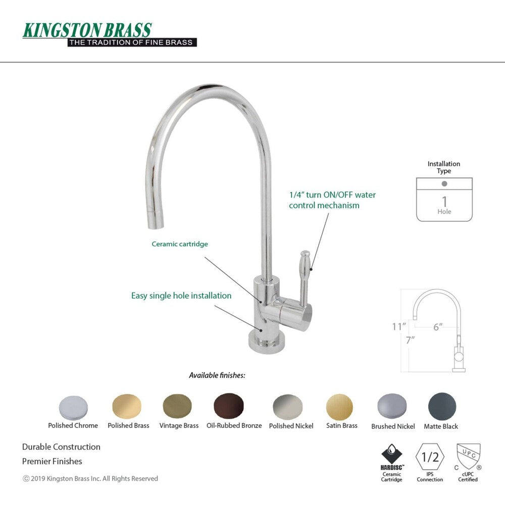Replacement Drinking Water Single-Handle Beverage Faucet in Matte Black for Filtration Systems
