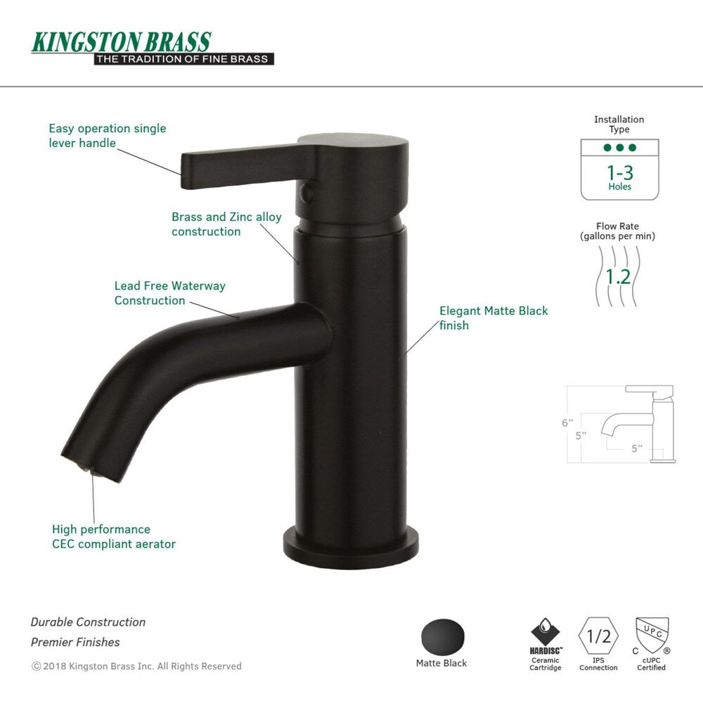 Concord Single Hole Single-Handle Bathroom Faucet in Matte Black