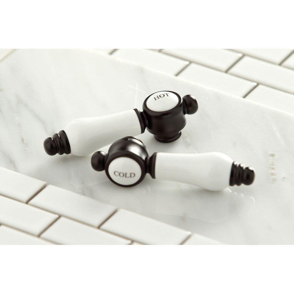 Victorian Porcelain 2-Handle Bridge Kitchen Faucet with Lever Handle in Oil Rubbed Bronze