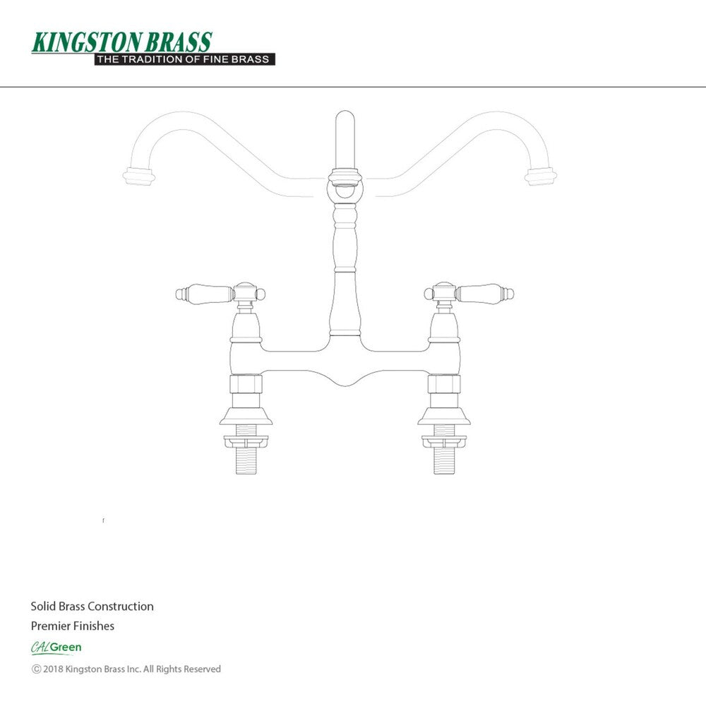 Victorian Porcelain 2-Handle Bridge Kitchen Faucet with Lever Handle in Oil Rubbed Bronze