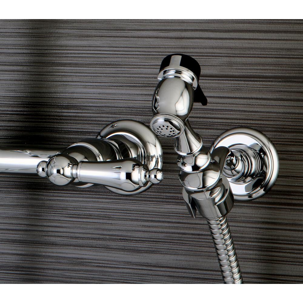Robinet de cuisine standard à 2 poignées et à levier de style victorien avec pulvérisateur latéral en chrome