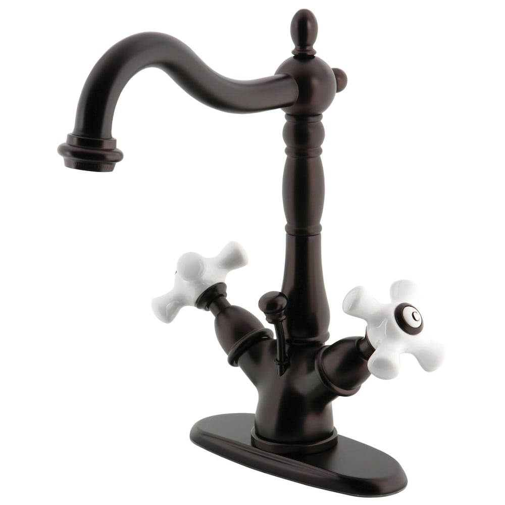 Robinet de salle de bain à 2 poignées et trou unique de style victorien en bronze huilé