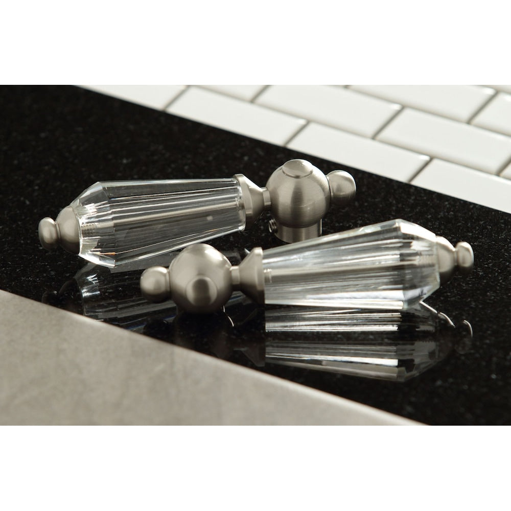 Transitional Crystal 8 in. Widespread 2-Handle High-Arc Bathroom Faucet in Satin Nickel