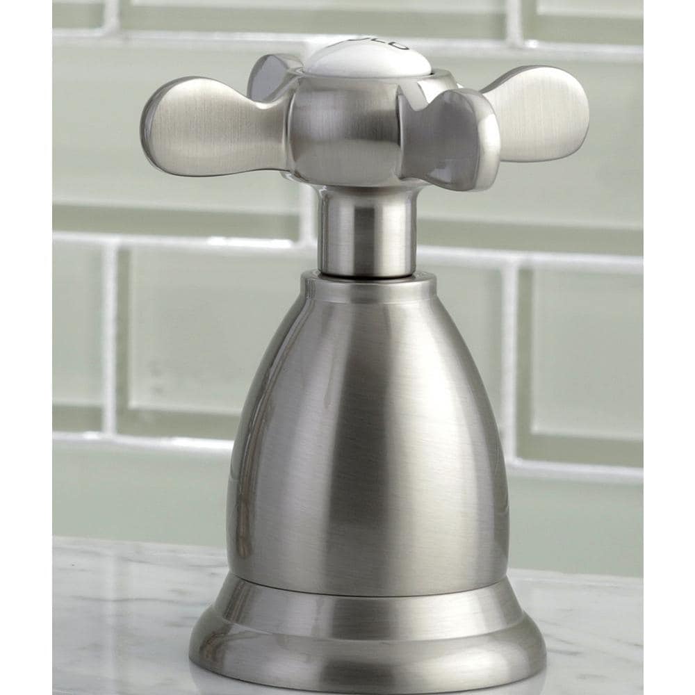 Victorian Cross 8 in. Widespread 2-Handle Bathroom Faucet in Satin Nickel