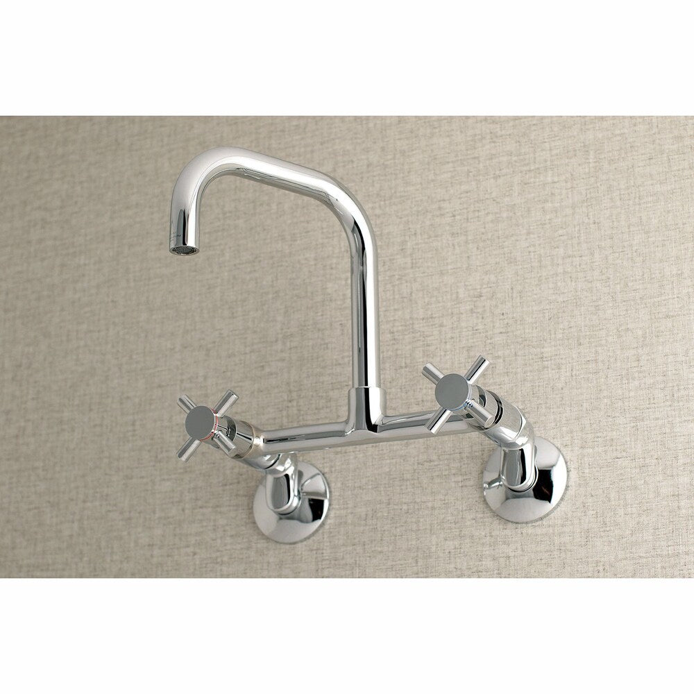 Austin Adjustable Center 2-Handle Wall-Mount Standard Kitchen Faucet in Chrome