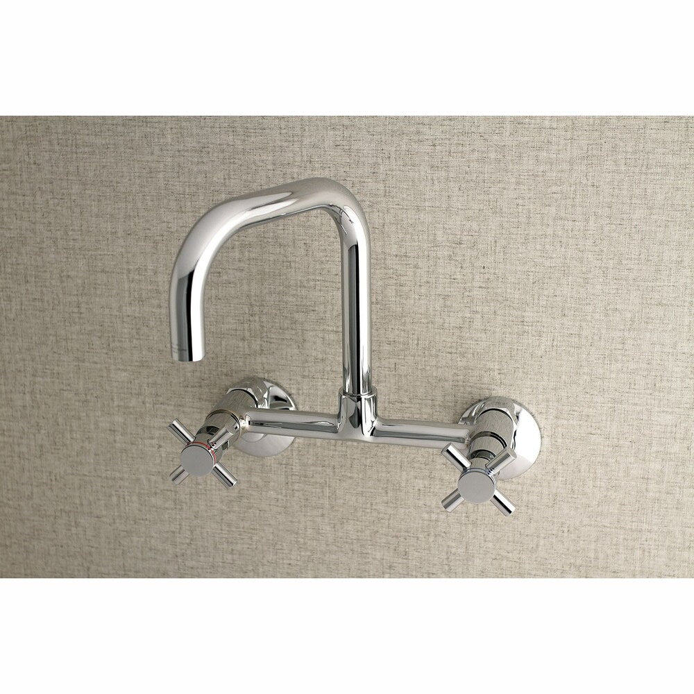 Austin Adjustable Center 2-Handle Wall-Mount Standard Kitchen Faucet in Chrome