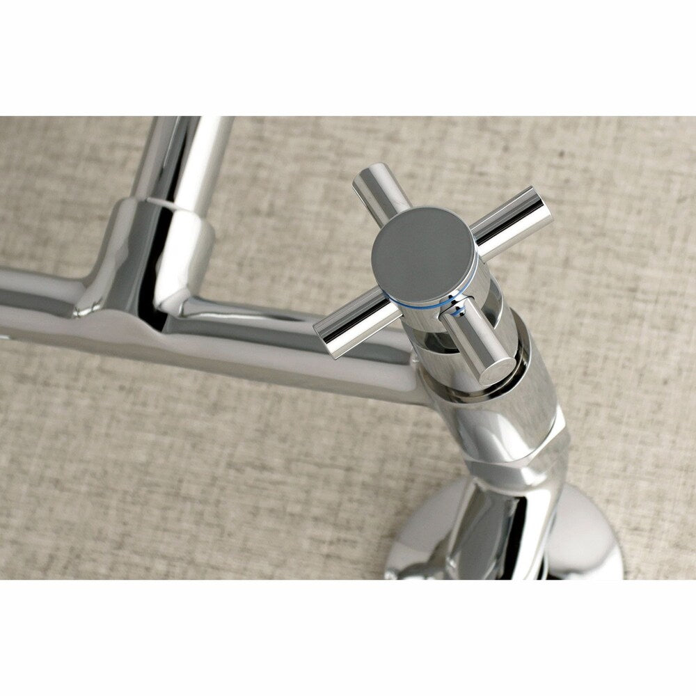 Austin Adjustable Center 2-Handle Wall-Mount Standard Kitchen Faucet in Chrome