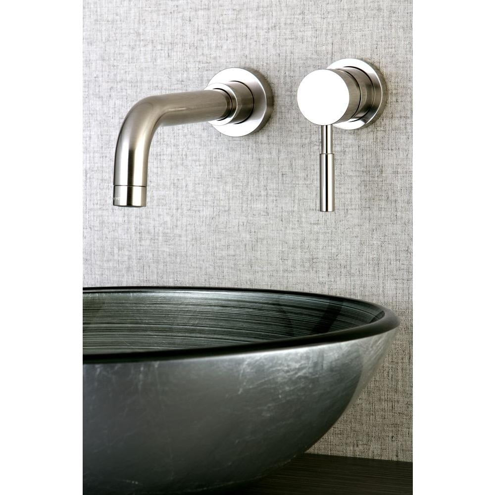Single-Handle Wall Mount Bathroom Faucet in Satin Nickel