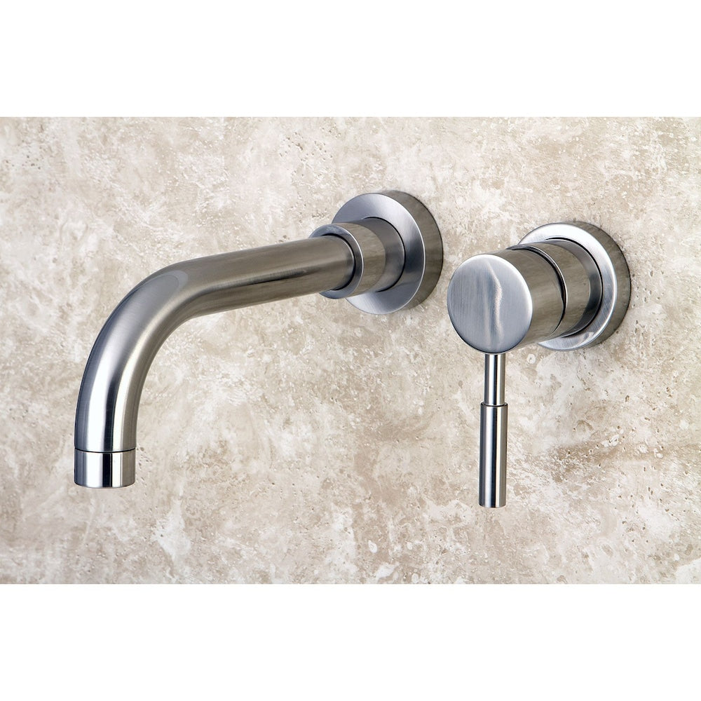 Single-Handle Wall Mount Bathroom Faucet in Satin Nickel