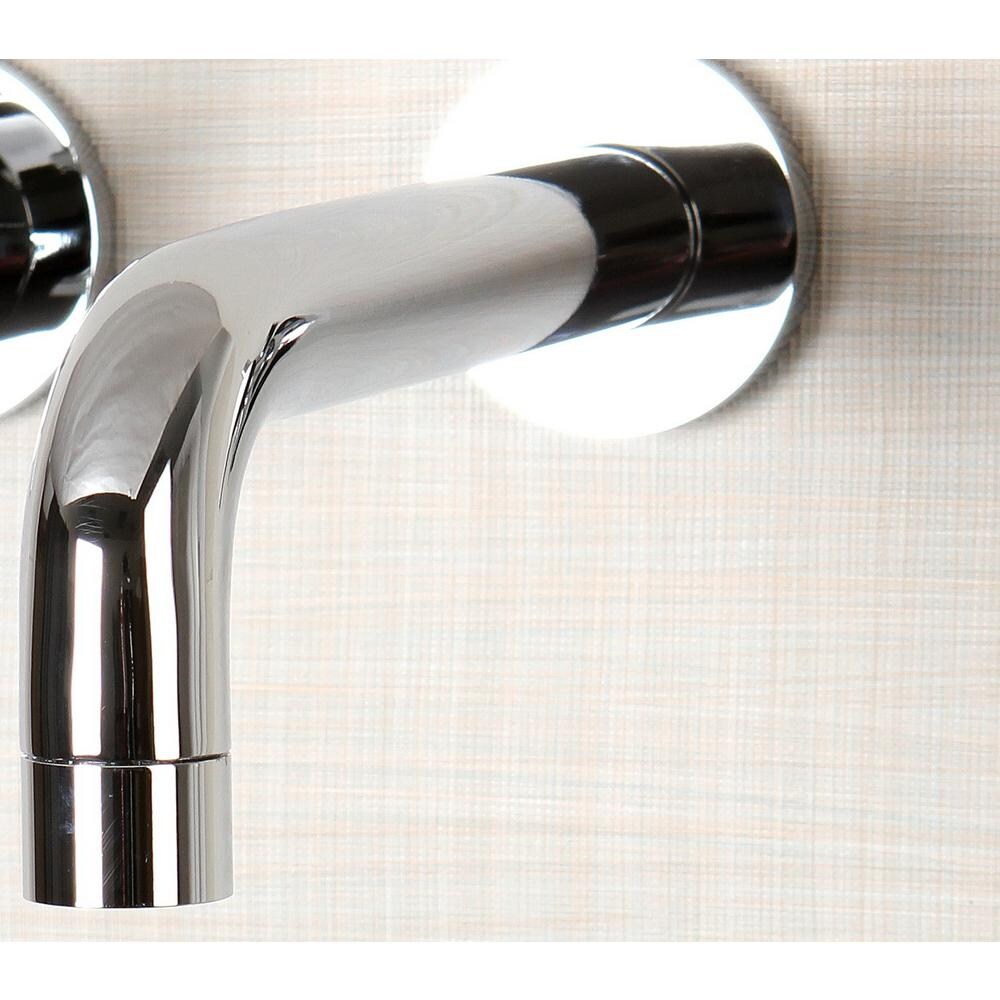 Robinet de salle de bain contemporain à 2 poignées avec levier et fixation murale en chrome