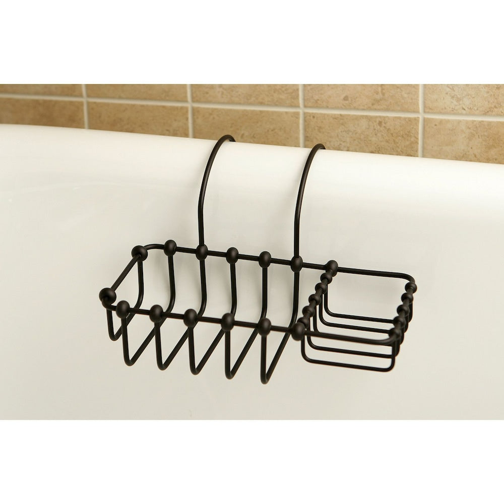 Porte-savon et éponge sur pieds pour baignoire en bronze huilé