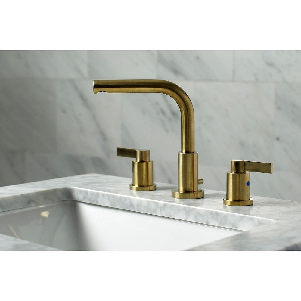 Emilia 8 in. Widespread 2-Handle High-Arc Bathroom Faucet in Satin Brass
