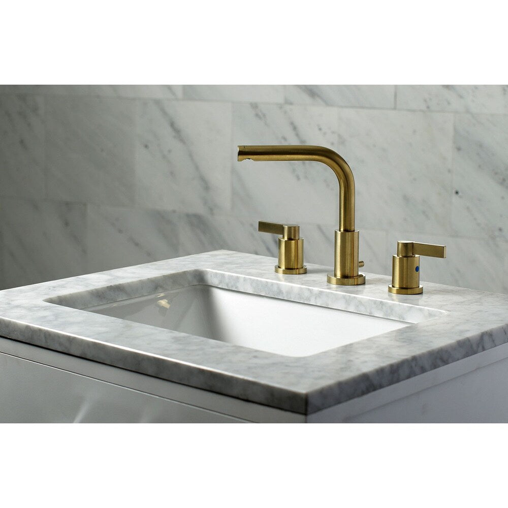 Emilia 8 in. Widespread 2-Handle High-Arc Bathroom Faucet in Satin Brass