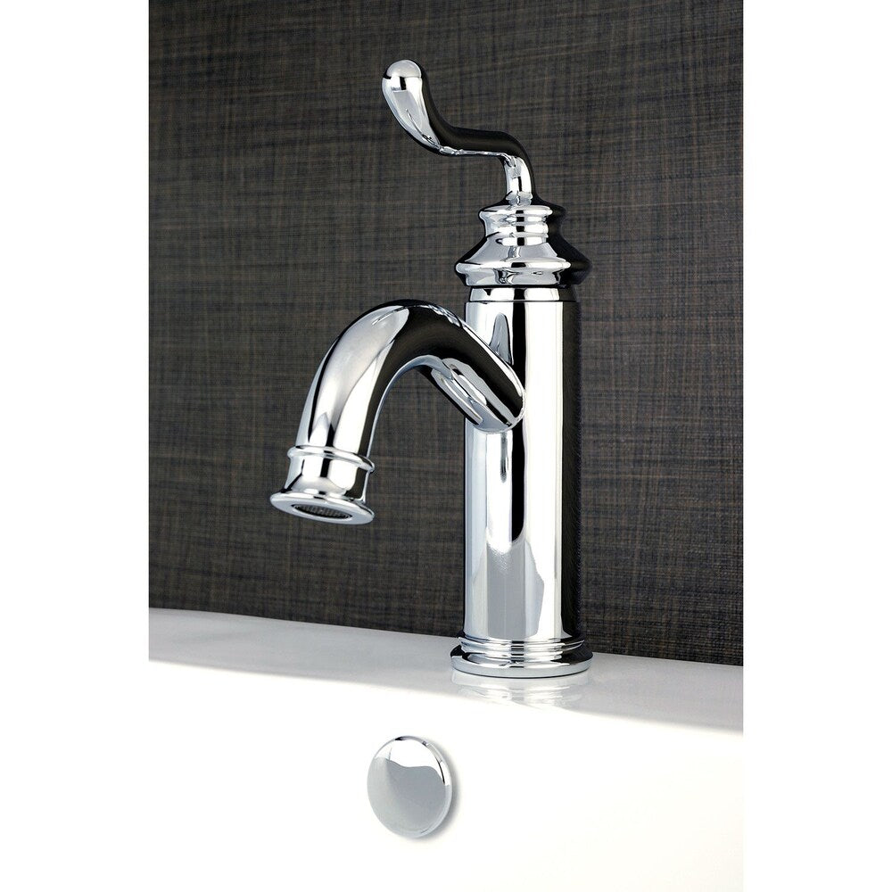 Robinet de salle de bain moderne à un trou et à une poignée à arc élevé en chrome poli