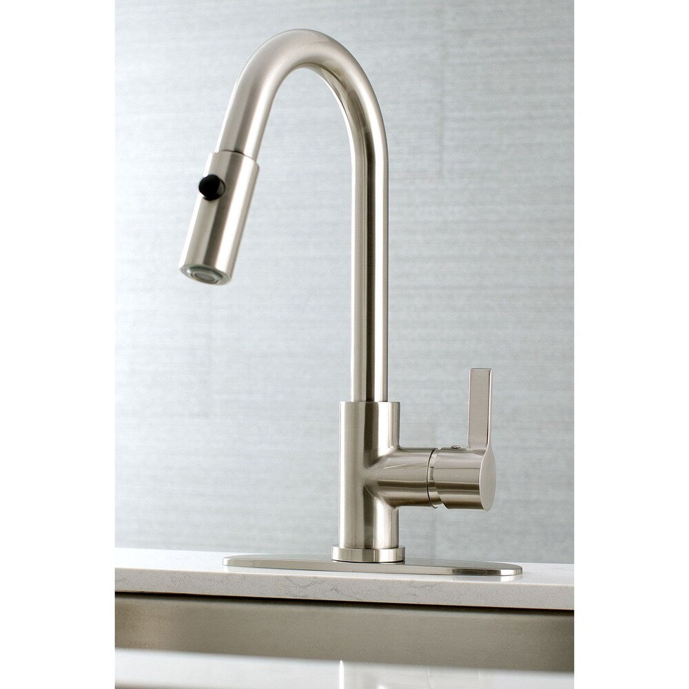 Single-Handle Pull-Down Sprayer Kitchen Faucet in Satin Nickel