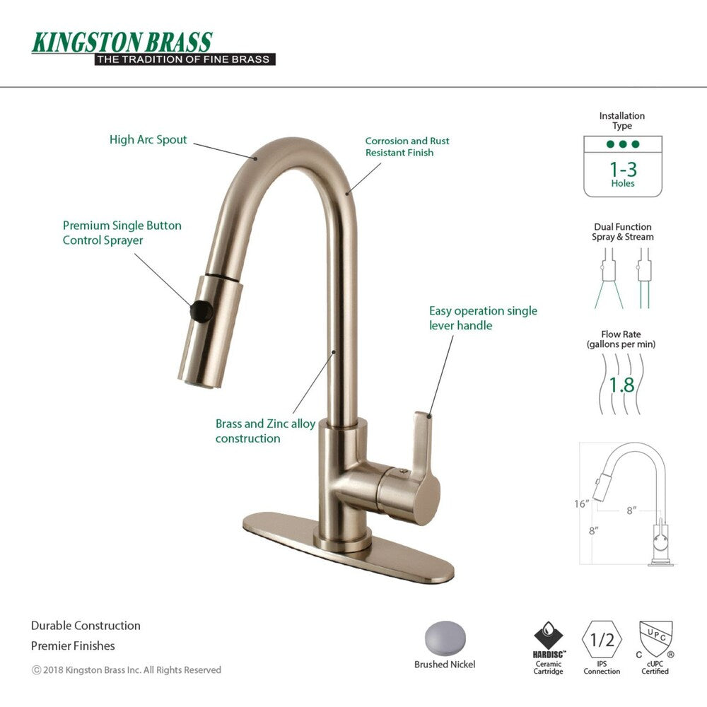 Single-Handle Pull-Down Sprayer Kitchen Faucet in Satin Nickel