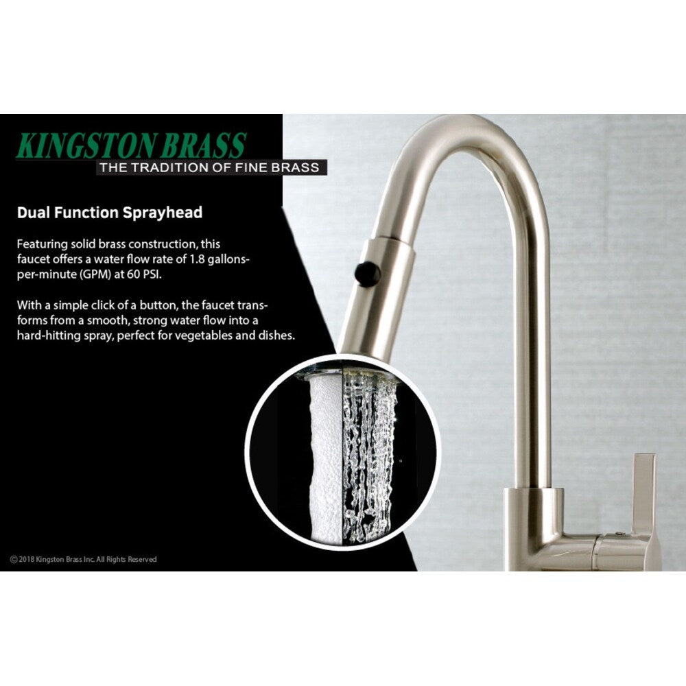Single-Handle Pull-Down Sprayer Kitchen Faucet in Satin Nickel