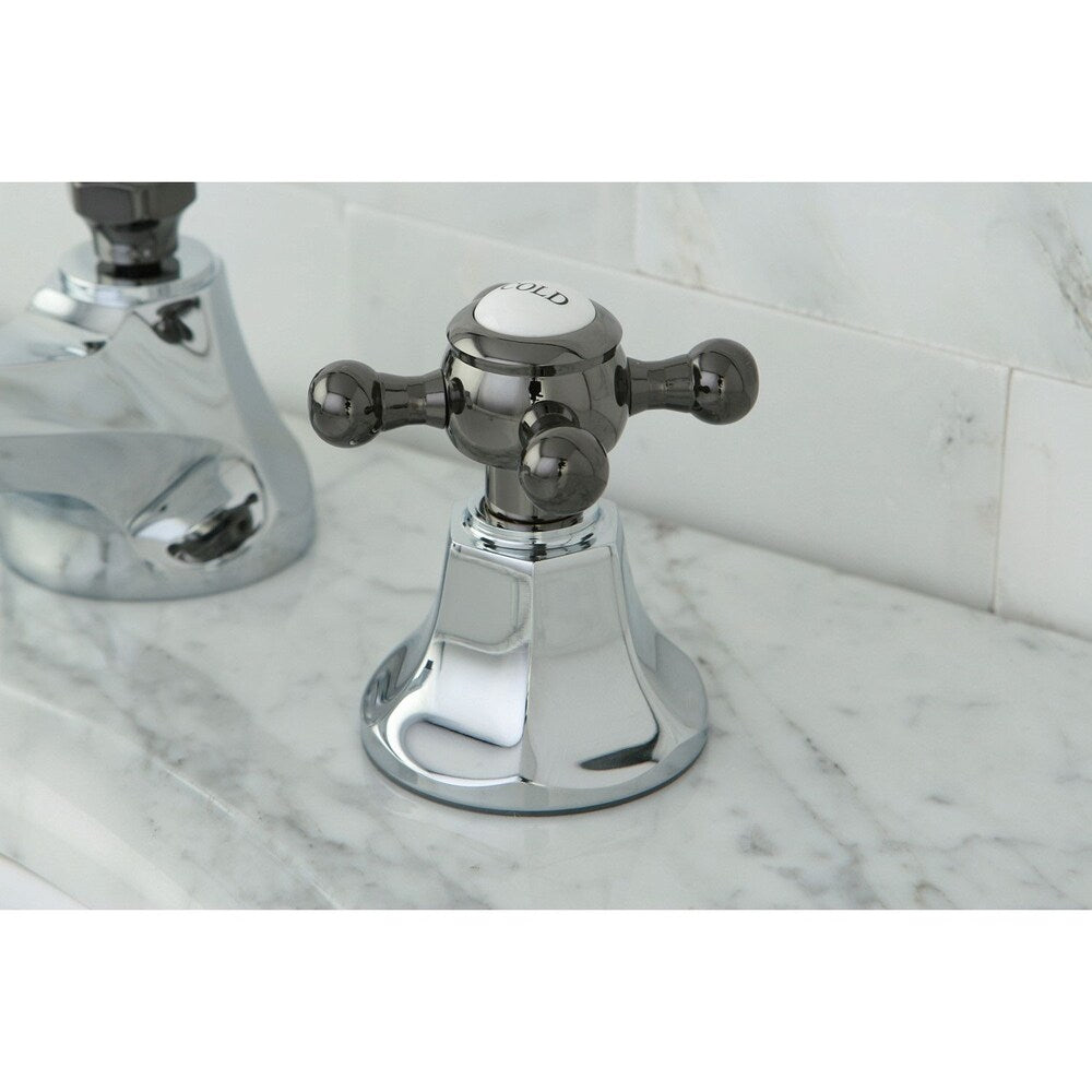 Robinet de salle de bain Kate de 8 po à 2 poignées en croix en chrome et noir
