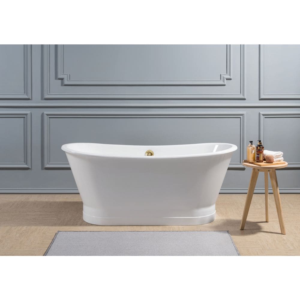 67" Cast Iron R5042GLD Soaking Freestanding Tub and Tray with External Drain