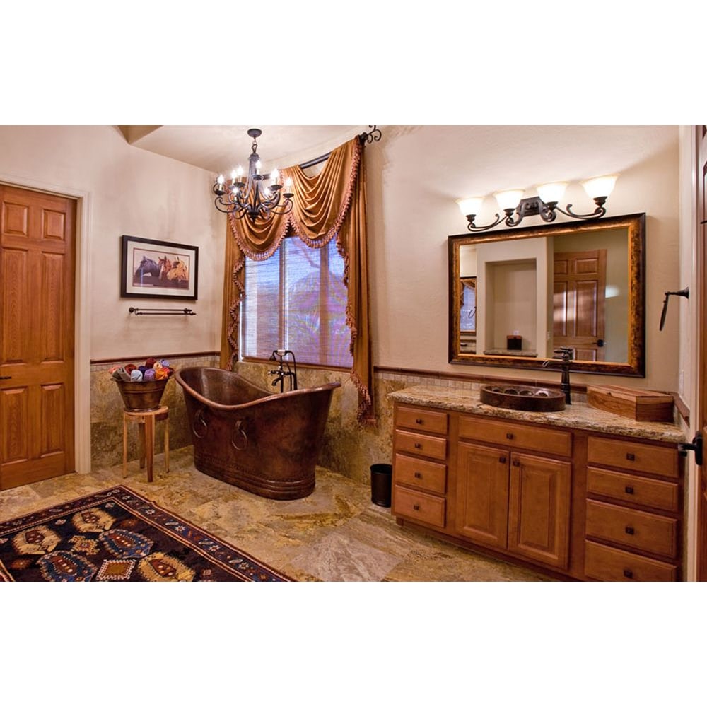 67 in. Copper Double Slipper Bathtub With Rings in Oil Rubbed Bronze