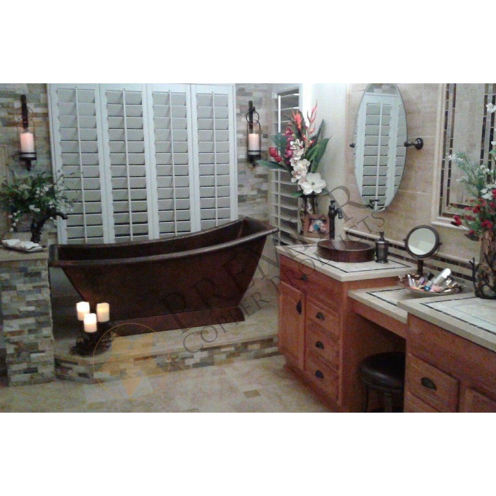 67 in. Copper Canoa Single Slipper Bathtub in Oil Rubbed Bronze