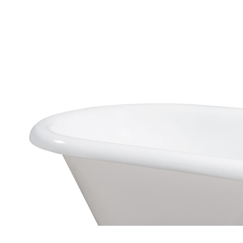 Baignoire sur pieds en fonte de 48 po R5101WH-GLD et plateau avec drain externe