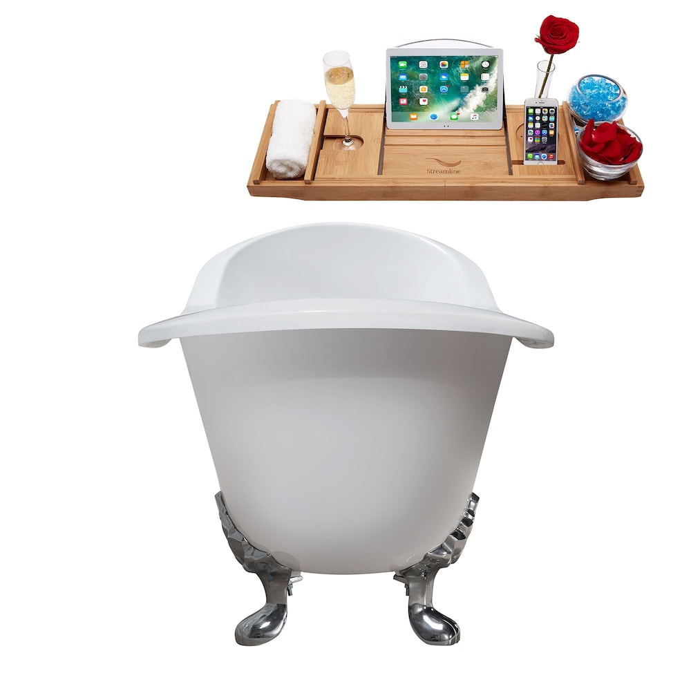 72" Cast Iron R5162CH-CH Soaking Clawfoot Tub and Tray with External Drain