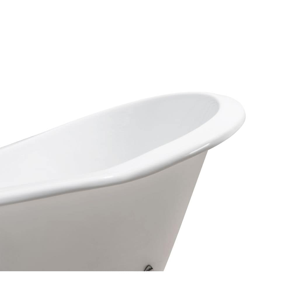 61" Cast Iron R5163WH-CH Soaking Clawfoot Tub and Tray with External Drain