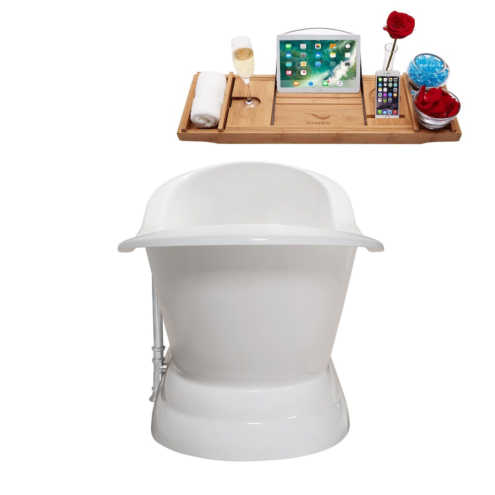 72" Cast Iron R5180CH Soaking freestanding Tub and Tray with External Drain