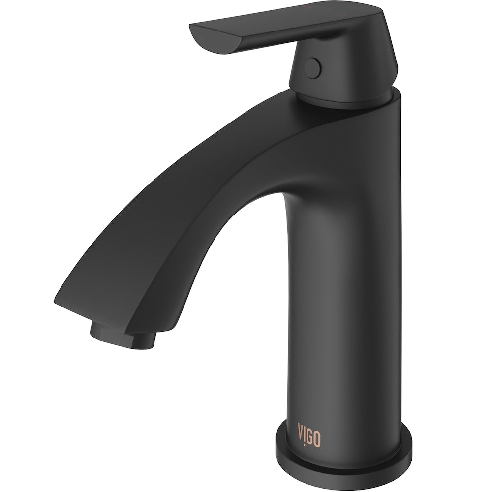 Robinet de salle de bain à poignée unique et trou unique Penela en noir mat