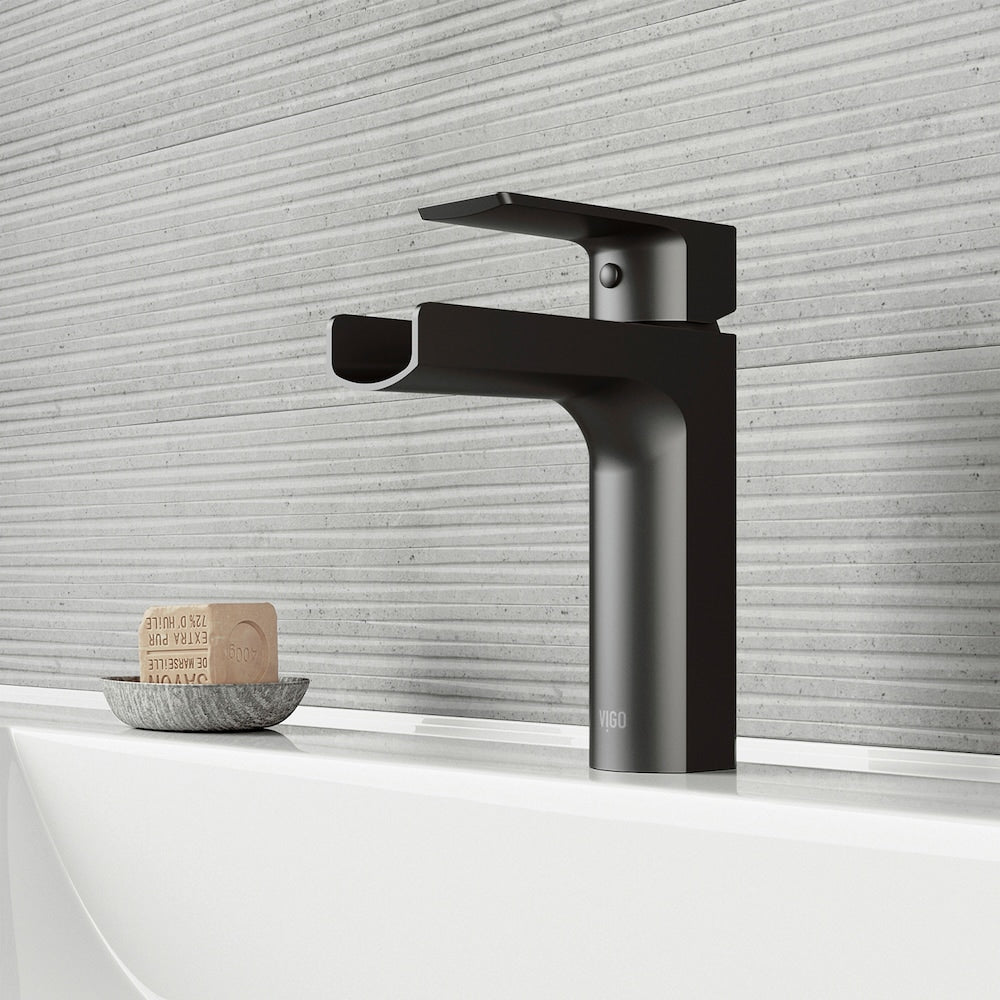 Ileana Single Hole Single-Handle Waterfall Bathroom Faucet in Matte Black
