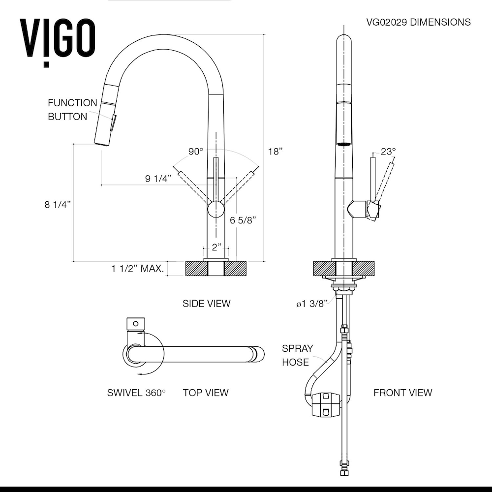 Robinet de cuisine à poignée unique et pulvérisateur rétractable Greenwich en noir mat