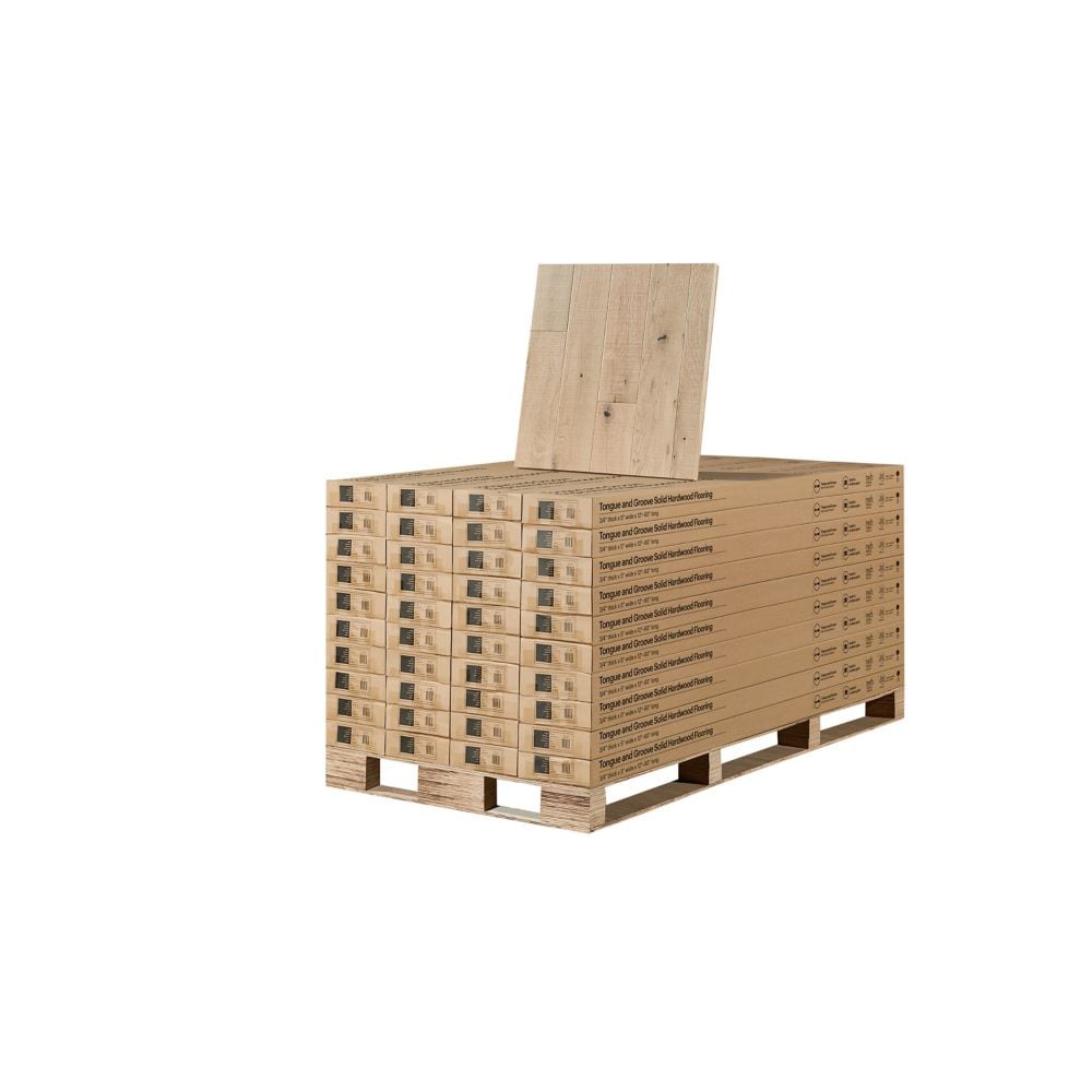 Plancher, bois franc massif, 3/4 po x 5 po x longueur variable, Chêne français Point Reyes (904,16 pi2/palette)