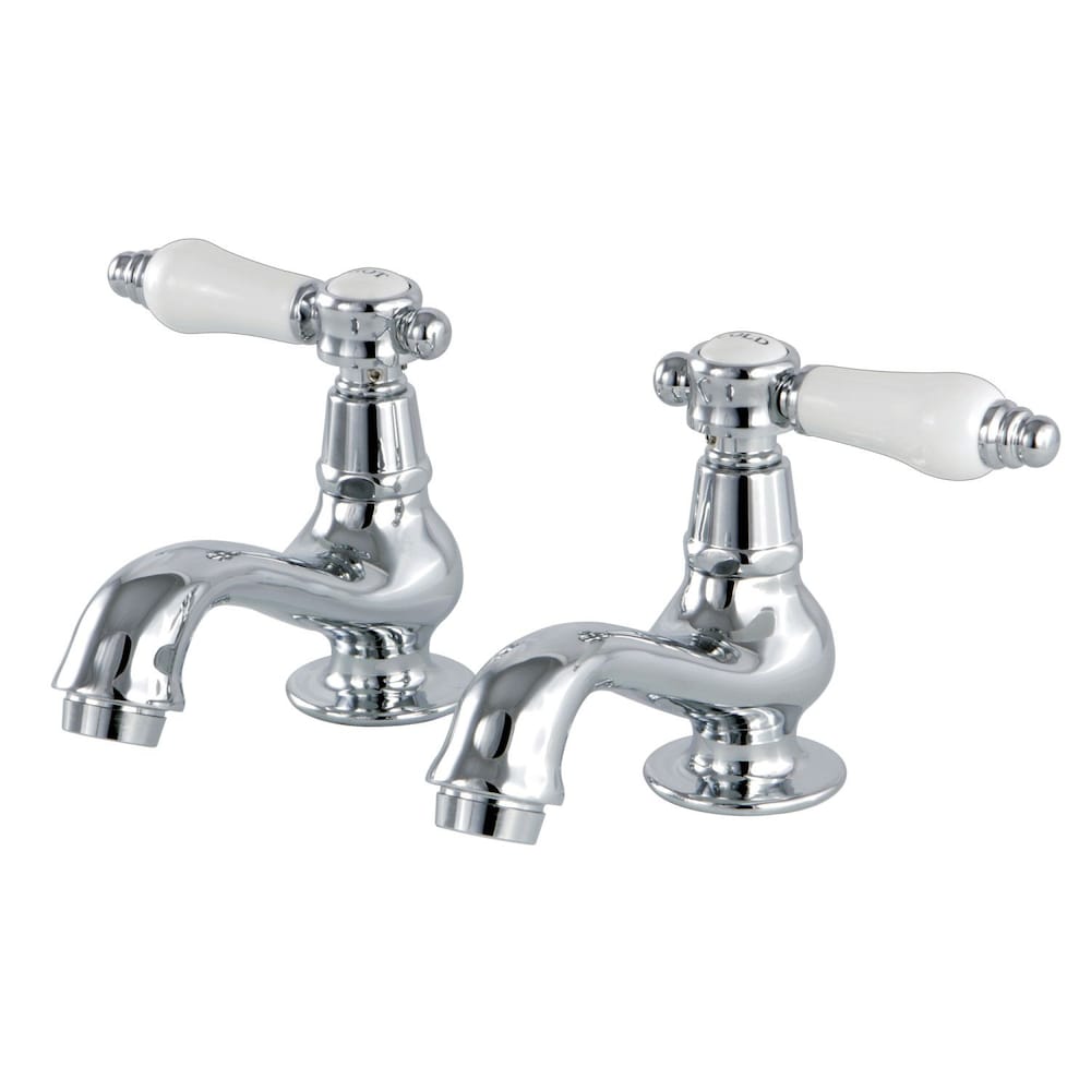 Robinet de salle de bain à 2 poignées et à large bec en porcelaine vintage de 8 po en chrome poli