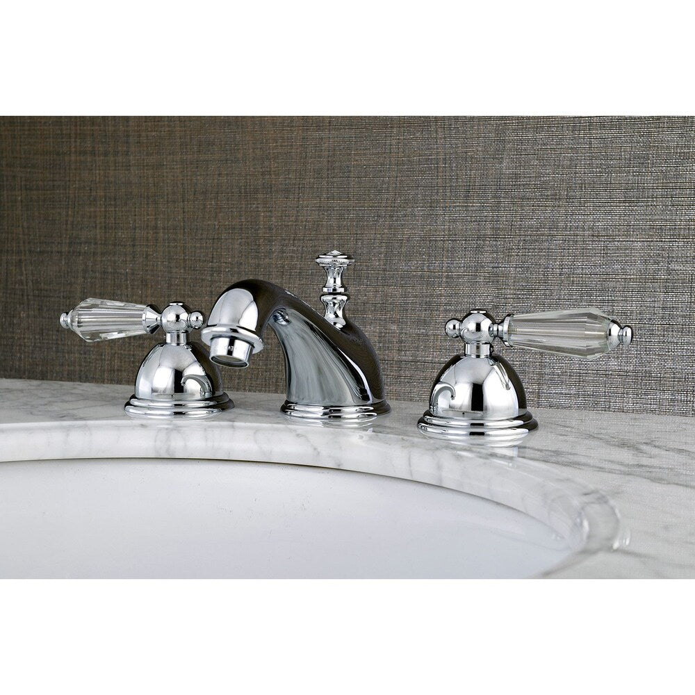 Celebrity Crystal 8 in. Widespread 2-Handle Mid-Arc Bathroom Faucet in Chrome