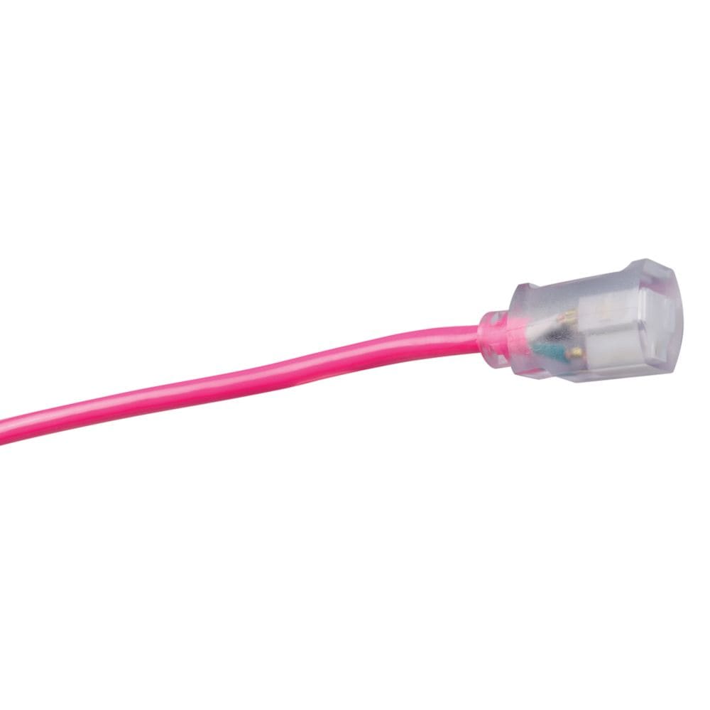 50 ft. 14/3 SJTW Outdoor Extension Cord with Lighted End in Pink