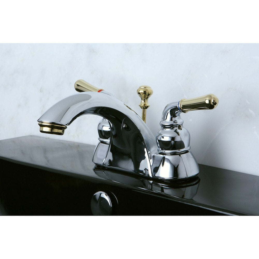 Robinet de salle de bain à 2 poignées central de 4 po en chrome et laiton poli