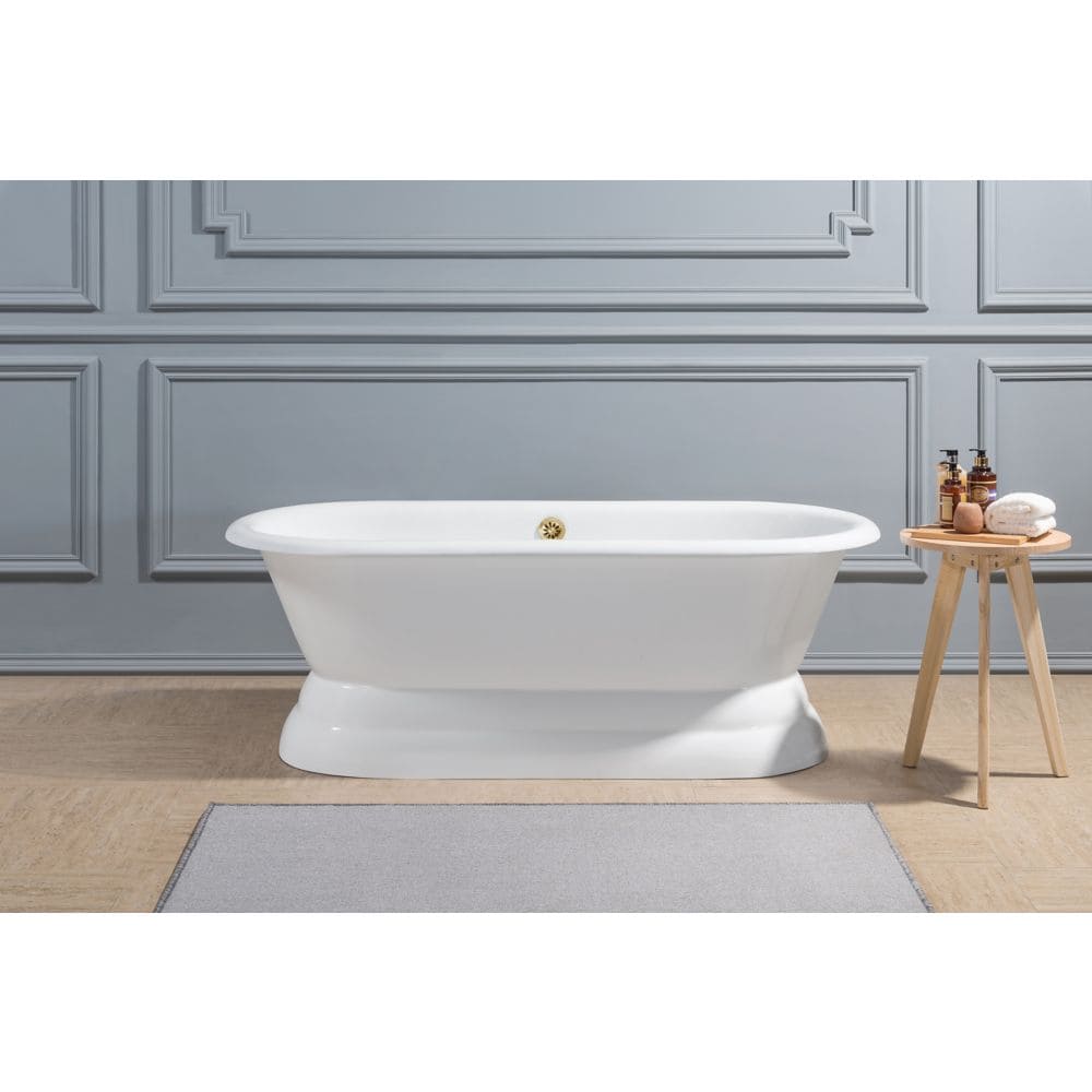 66" Cast Iron R5080GLD Soaking freestanding Tub and Tray with External Drain