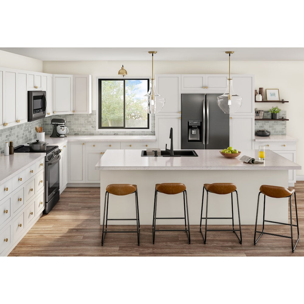 Edson 2.75-inch W x 96-inch H x 0.5-inch D Crown Moulding for Shaker Style Assembled Kitchen Cabinet in Solid White (SCRM96P)