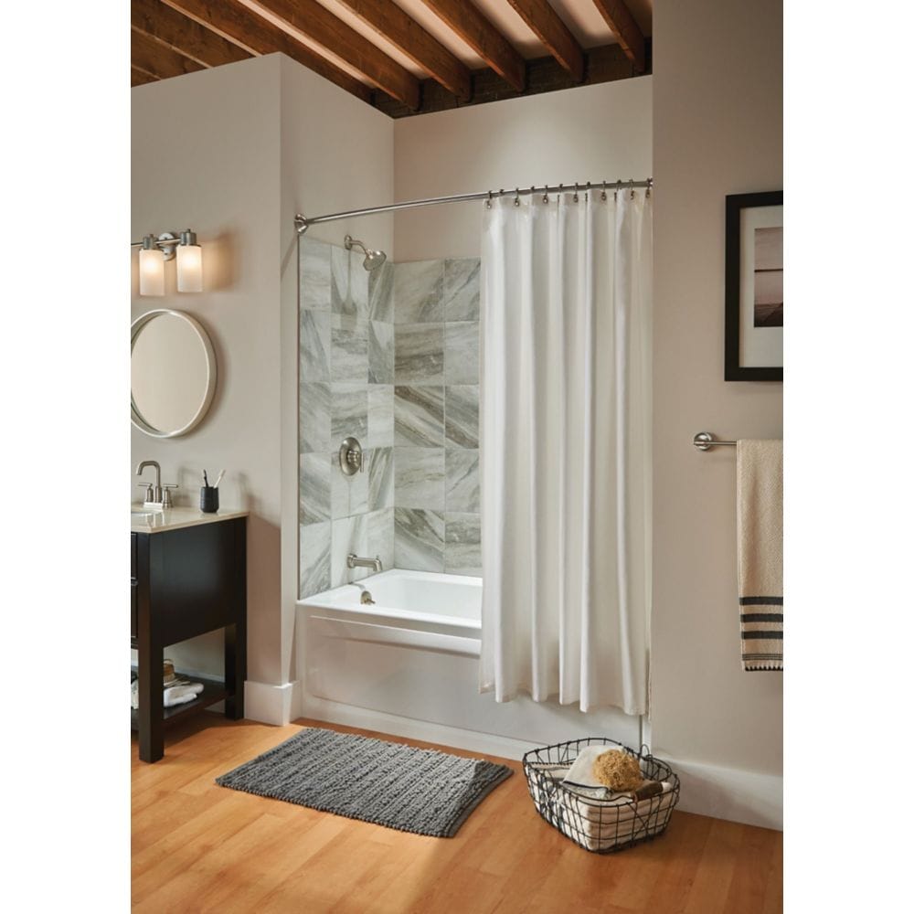 Robinet de lavabo de salle de bain à 2 poignées Gibson de 4 pouces en nickel brossé résistant aux taches (drain et valve inclus)