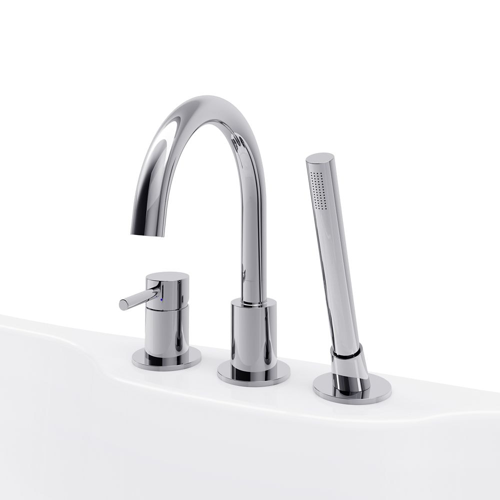 Robinet de baignoire à poignée unique Estelle avec douchette à main en chrome poli