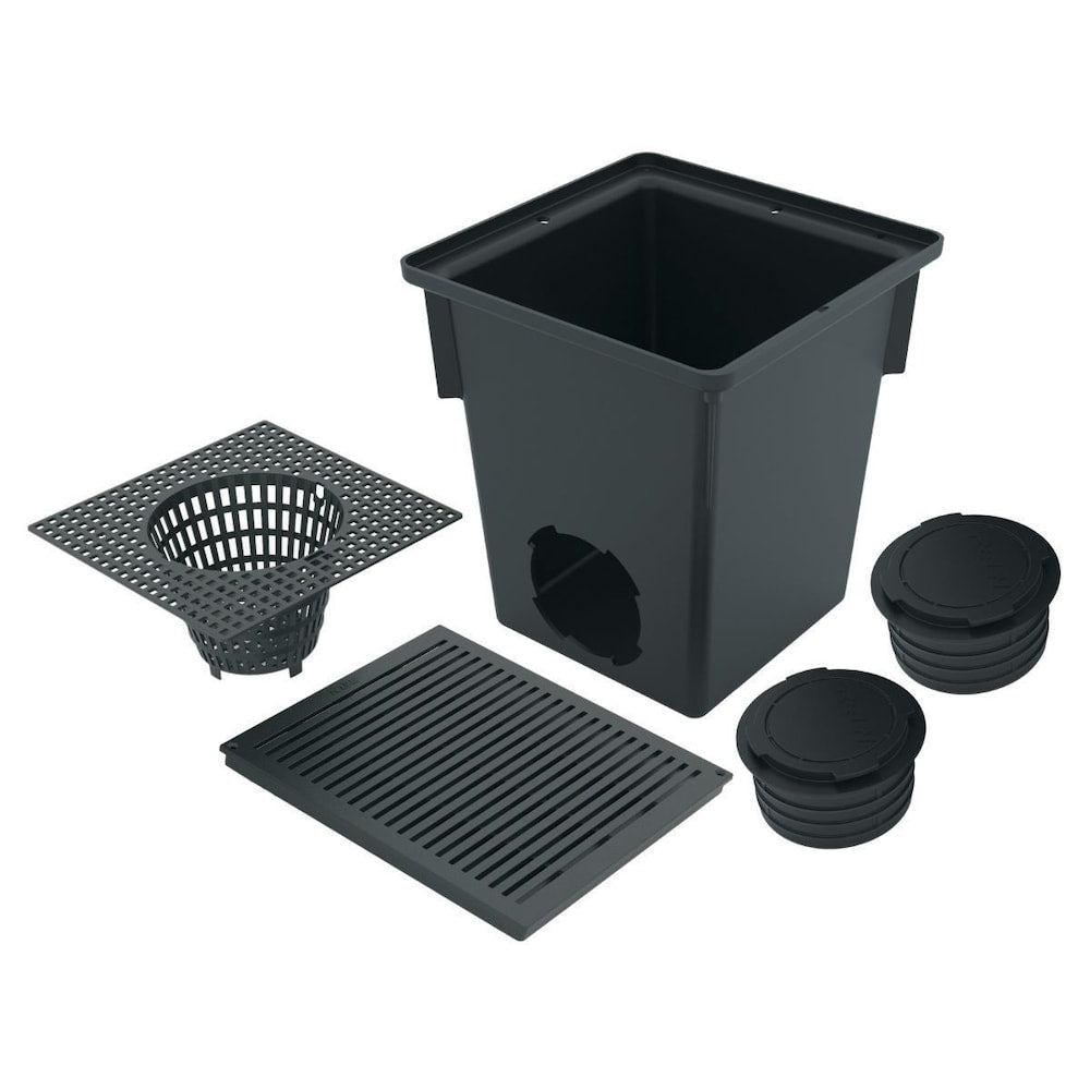 10-inch Square Catch Basin Kit with Black Grate