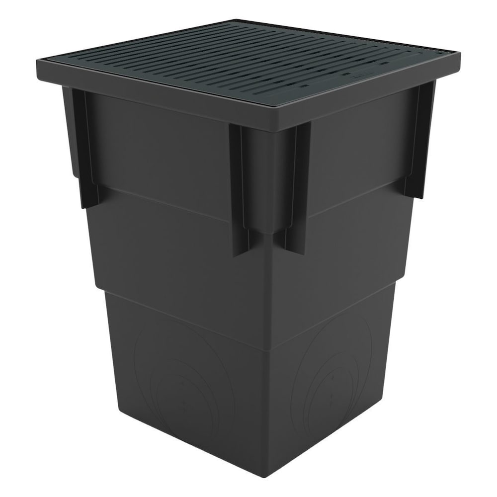 Bassin collecteur de série profonde de 13 po x 13 po x 17 po avec grille noire