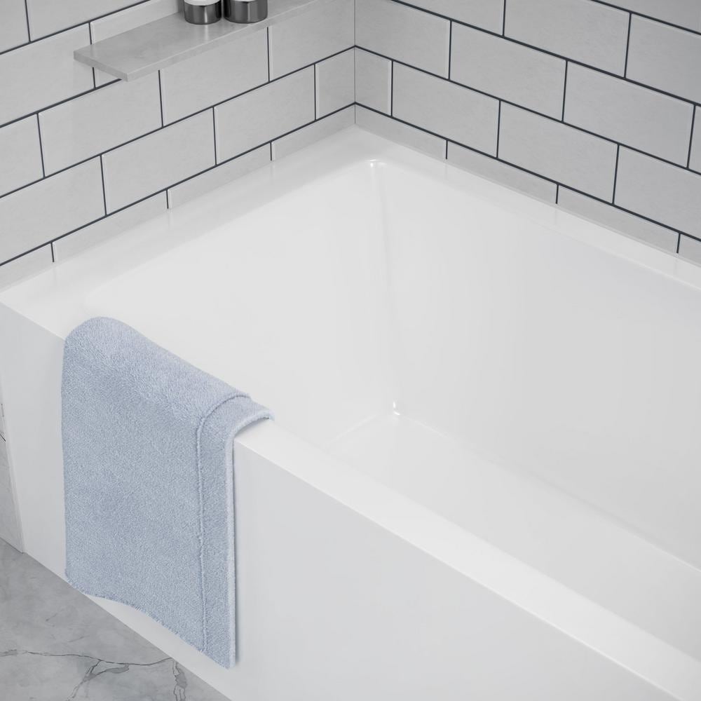 Grayley 60 inch Alcove Bathtub in White with Right-Hand Drain and Overflow Trim in Polished Chrome