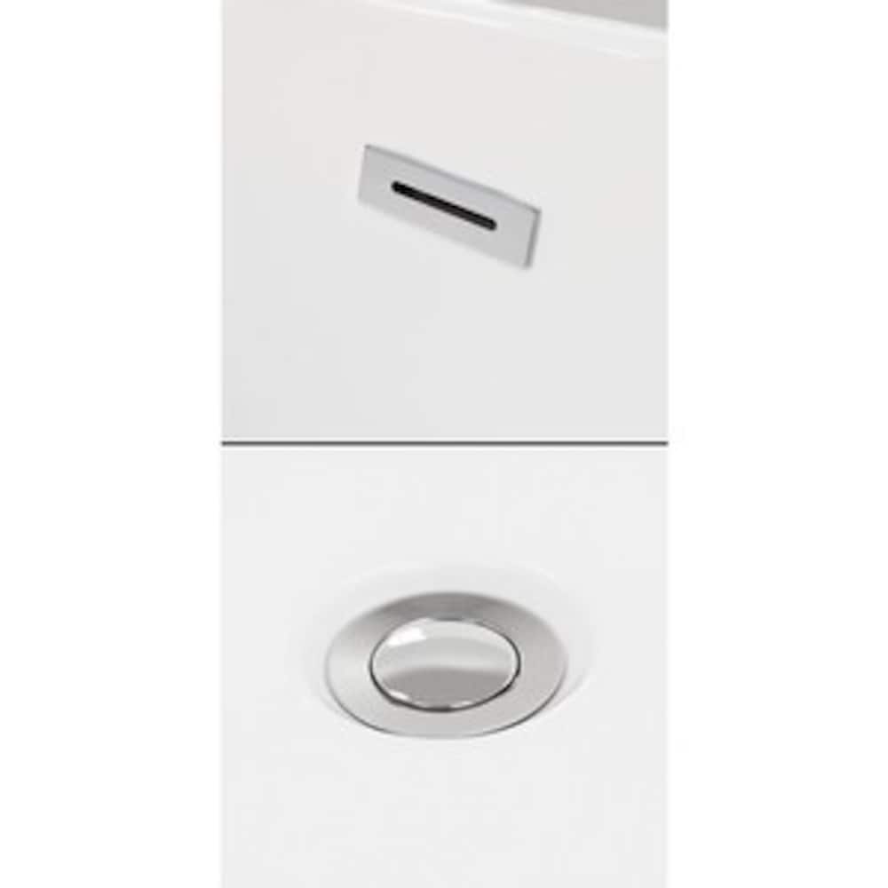 Carissa 60 inch Freestanding Bathtub in White with Floor Mounted Faucet and Trim in Polished Chrome